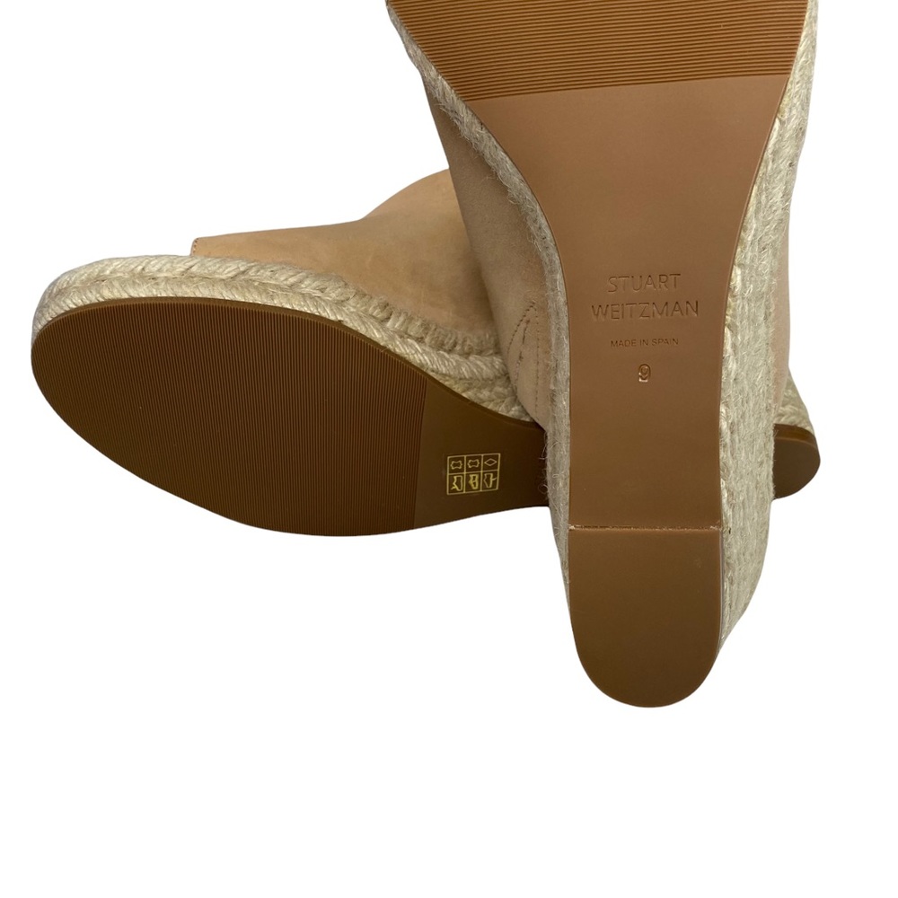 new Stuart Weitzman ❃ Platform Suede Espadrille Wedge Sandal ❃ Adobe Champagne - Picture 13 of 16